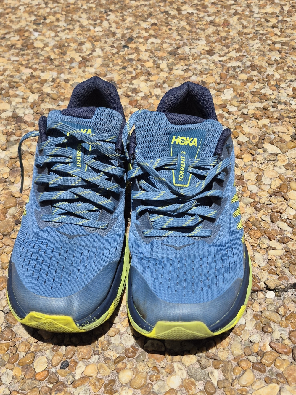 Hoka Men's Blue and Lime Trail Running Shoes